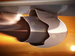 Jet engine in sunset light. Vacation trip. Loopable CG. Stock Footage