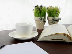 MS PAN Shot of tablet phone, pen and book are on desk / Seoul, South Korea Stock Footage