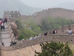 WS Shot of Tourists walking on Great Wall at Badaling / Beijing, China Stock Footage