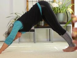 Senior Female doing Yoga in Bedroom Stock Footage