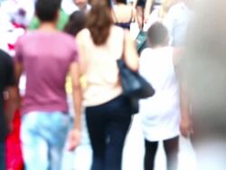 HD:Depfocused people in Istiklal Street Stock Footage