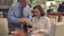 MS Man and woman for business lunch at restaurant Stock Footage