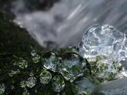  MS View of  icicles near  water  /  Kastel-Staadt, Rhineland-Palatinate, Germany Stock Footage