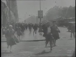 People run in panic during the Siege of Leningrad. News Clip