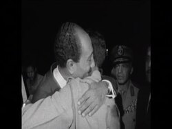 SYND 27-9-69 ANWAR EL SADAT ARRIVES IN TRIPOLI AND MEETS GADHAFI News Clip
