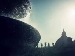 Fountain at Saint Peter's Square in Vatican, Rome Stock Footage