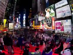 Times Square, Neon lights at night, New York, Manhattan, United States of America Stock Footage