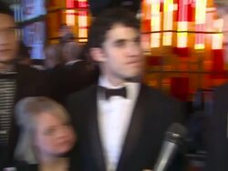 INTERVIEW: Harry Shum Jr., Lauren Potter, Darren Criss, and Chord Overstreet on 'Glee' winning a Golden Globe at the 68th Annual Golden Globe Awards - Backstage Photo Booth at Beverly Hills CA. (Footage by WireImage Video/GettyImages) Stock Footage