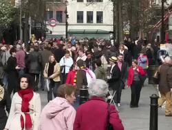 MS View of crowd of people / London, England, Great Britain  Stock Footage