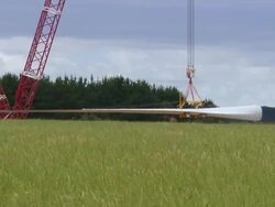 WS View of Blade being carrying by crane / Macarthur, Victoria, Australia Stock Footage