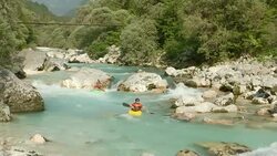 HD: Whitewater Kayakers Running The Slalom Course Stock Footage