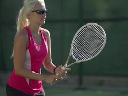 Women playing tennis. - Slow Motion Stock Footage