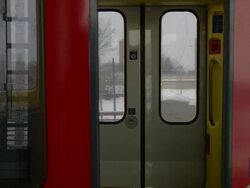 MS Door closing on Light Rail Car / Saint Paul, Minnesota, United States  Stock Footage