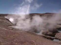 WS View of Geysers Sol de MaÃƒÂ±ana in south Bolivian desert / Uyuni , Bolivia Stock Footage