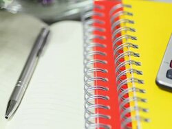 Office desk equipment for work Stock Footage