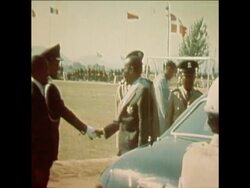 SYND 30 9 76 AFRICAN LEADERS AT INDEPENDENCE ANNIVERSARY DISCUSS RHODESIA News Clip