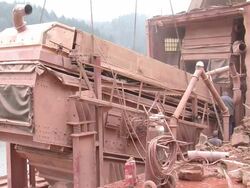 MS Demolition of crushing machine at quarry / Taben-Rodt, Rhineland-Palatinate, Germany Stock Footage