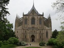 St. Barbara Cathedral, Facade, Kutna Hora, Czech Republic Stock Footage