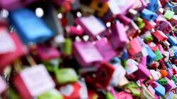 Lock of Love Landmark in seoul tower korea Stock Footage