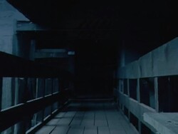 dark corridor filmed from two shots (almost like steadycam) Stock Footage