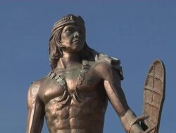 Pull back Shot Lapu Lapu Shrine Cebu Bohol Philippines Stock Footage