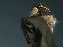 Rotating view of girl in pilot costume Stock Footage