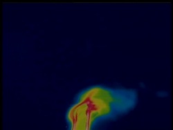 Thermographic image, CU flame, identical shots with info bar on DB 302 Stock Footage