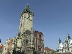 MS View of st.nickolas church at old town square / Prague, Hlavni mesto Praha, Czech Republic Stock Footage
