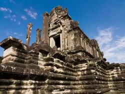 Time Lapse - Angkor Wat Against Blue Sky (Zoom In) Stock Footage