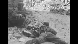 American WWII GIs on patrol in post-surrender Germany News Clip