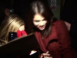 Selena Gomez (r) outside BBC Radio One at the Celebrity Sightings in London with Selena Gomez at London England. (Footage by WireImage Video/GettyImages) Stock Footage