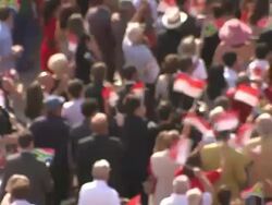ATMOSPHERE Crowds at the Monaco Royal Wedding: First Appearance of Married Couple at Monaco . (Footage by WireImage Video/Getty Images Entertainment Video) Stock Footage