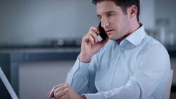 Business man working early in the morning before breakfast Stock Footage