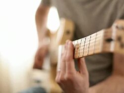 Slide guitar with live sound recorded Stock Footage