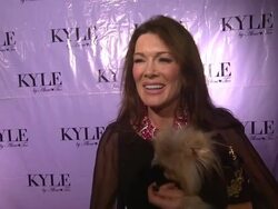 INTERVIEW: Lisa Vanderpump on why she doesn't support Mitt Romney at Kyle By Alene Too Grand Opening Party on 10/11/12 in Beverly Hills, CA. Stock Footage