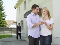 HD CRANE: Happy New Owners Stock Footage