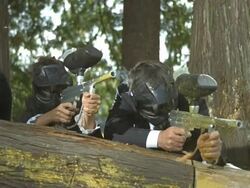 HD Super Slow-Mo: Executives Shooting The Enemy Stock Footage