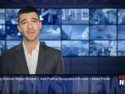 TV commentator in studio Stock Footage