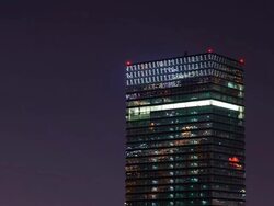 MS T/L Shot of FKI Tower (Federation of Korean Industries) building / Seoul, South Korea Stock Footage