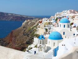 HD: Santorini famous churches Stock Footage