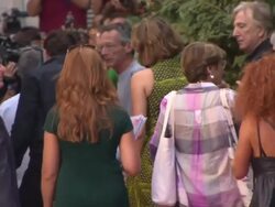 Rebecca Hall, Alan Rickman and Patrice Leconte at Celebrity Sightings - Venice Film Festival Day 08 on September 04, 2013 in Venice, Italy. (Footage by WireImage Video/Getty Images) Stock Footage