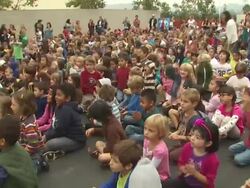 ATMOSPHERE: Children at the Jonas Brothers Surprise 25 Teachers with $25,000 in School Supplies on Behalf of OfficeMax's 'A Day Made Better' Cause! at Los Angeles CA. (Footage by WireImage Video/GettyImages) Stock Footage