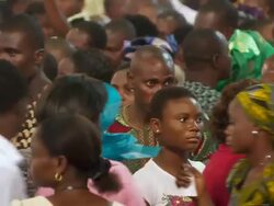 CU Shot of congregations leaving church / Lagos, Nigeria Stock Footage
