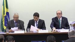 CLEAN : Brazils suspended speaker Cunha goes before ethics committee News Clip