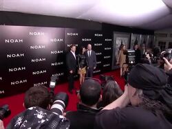 Russell Crow, Jennifer Connelly, and Darren Aronofsky at "Noah" New York Premiere - Arrivals at Ziegfeld Theater on March 26, 2014 in New York City Stock Footage