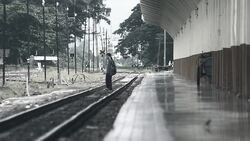 man walk on railway Stock Footage