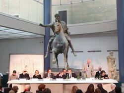 ATMOSPHERE - 'Fendi for Fountains' Press Conference at Campidoglio on January 28, 2013 in Rome, Italy. (Footage by WireImage Video/Getty Images) Stock Footage
