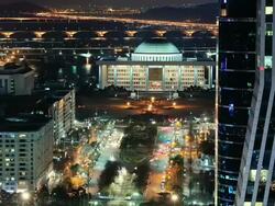 WS T/L Shot of National Assembly at Yeouido Business District / Seoul, South Korea Stock Footage