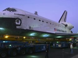 Space Shuttle Endeavour on streets of LA Stock Footage