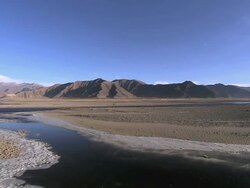 WS PAN View of mountains and rivers on Plateau / Tibet, China Stock Footage